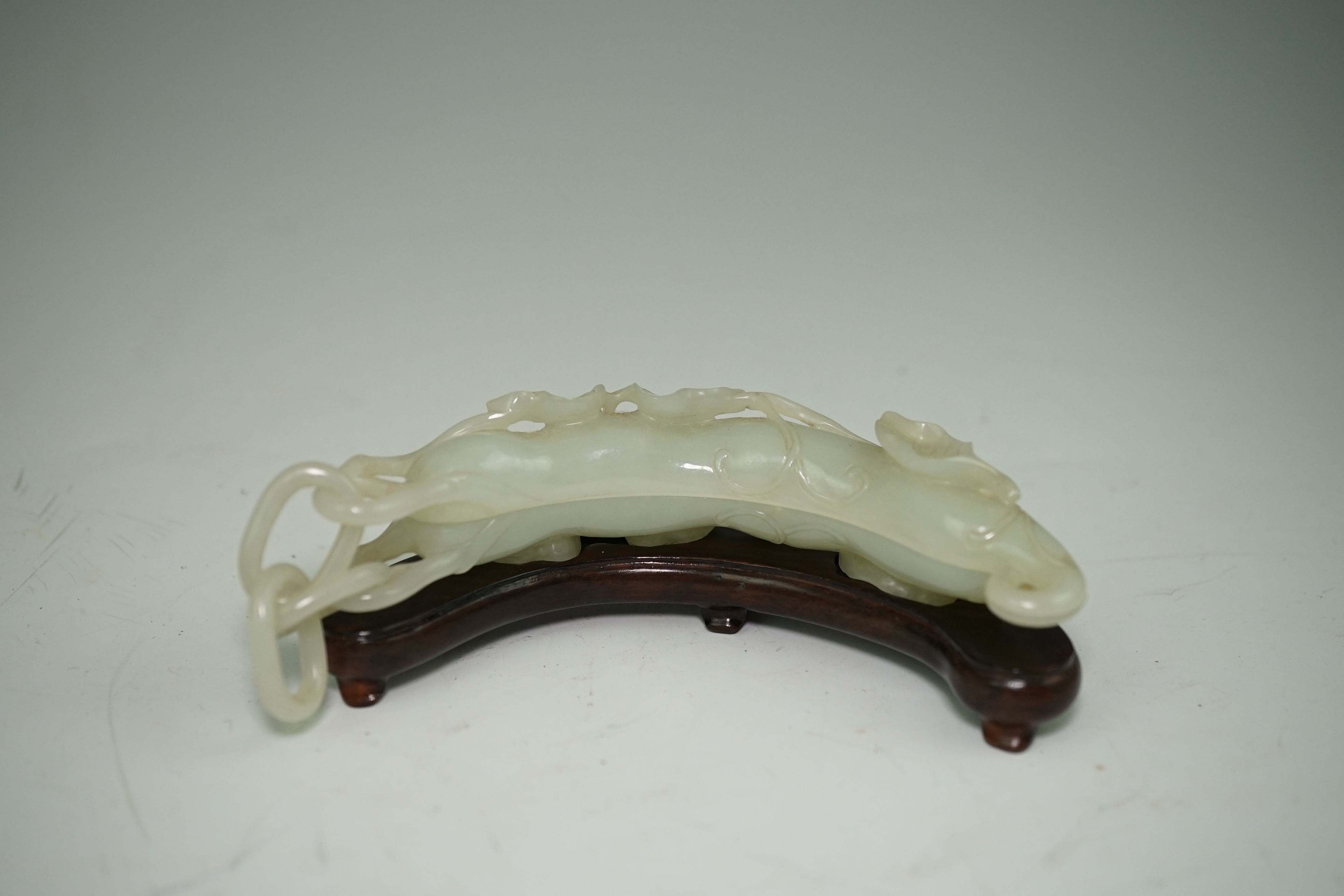 An unusual Chinese white jade ‘bean pod’ box and cover, 18th-19th century